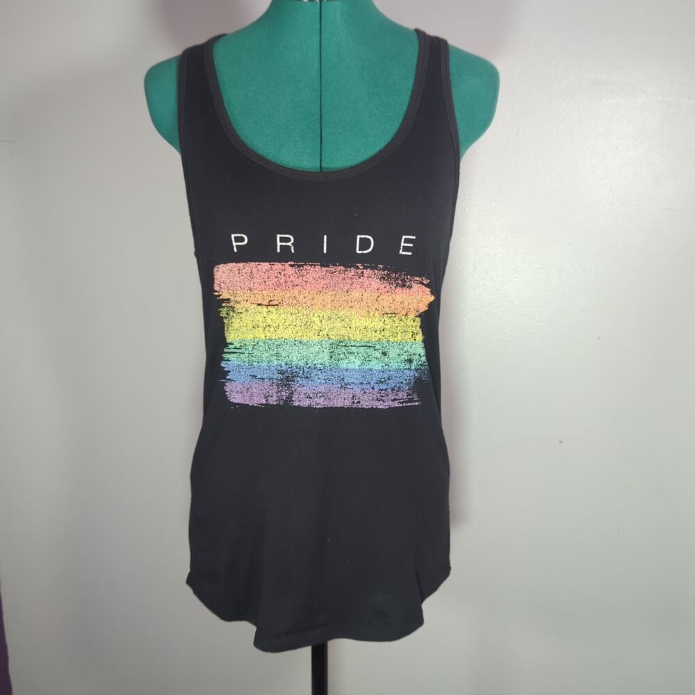 IDEAL Pride Rainbow Tank Top Black Festival Y2K LGBTQ Medium